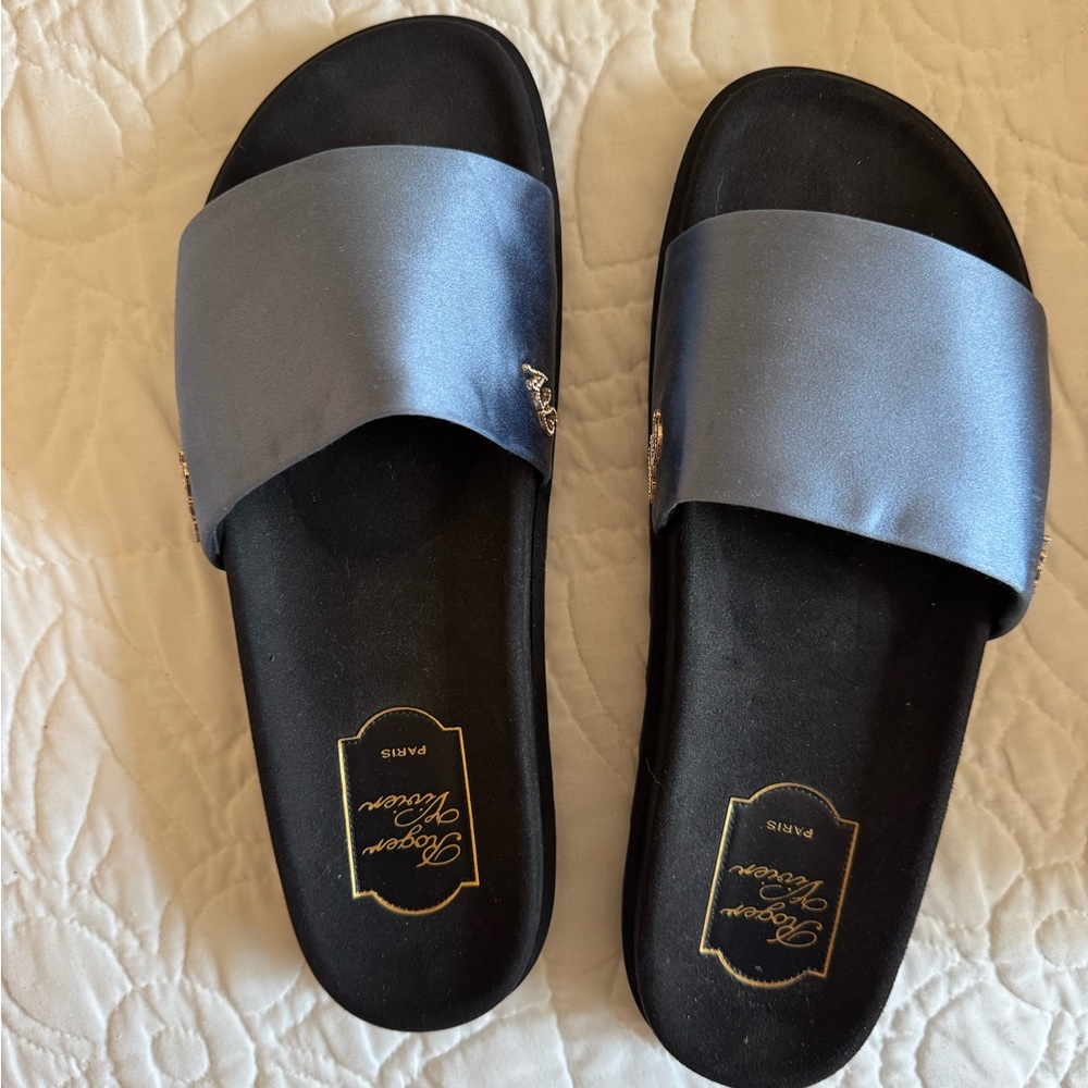 Roger Vivier Blue Satin Slides